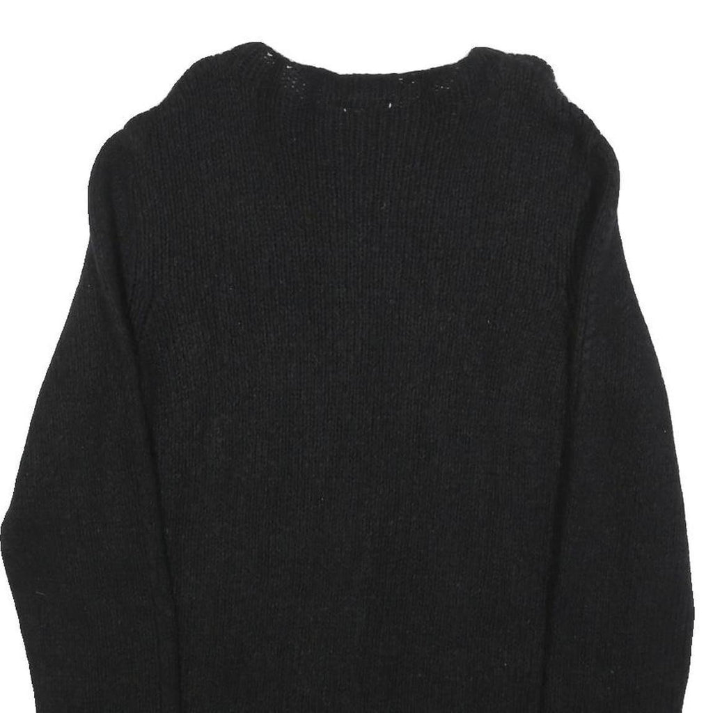 HUGO BOSS Womens Black Plain Jumper Crew Neck Basic Knit L Soft Casual