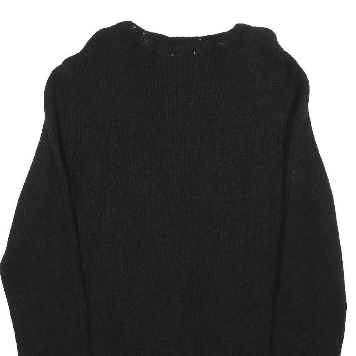 HUGO BOSS Womens Black Plain Jumper Crew Neck Basic Knit L Soft Casual
