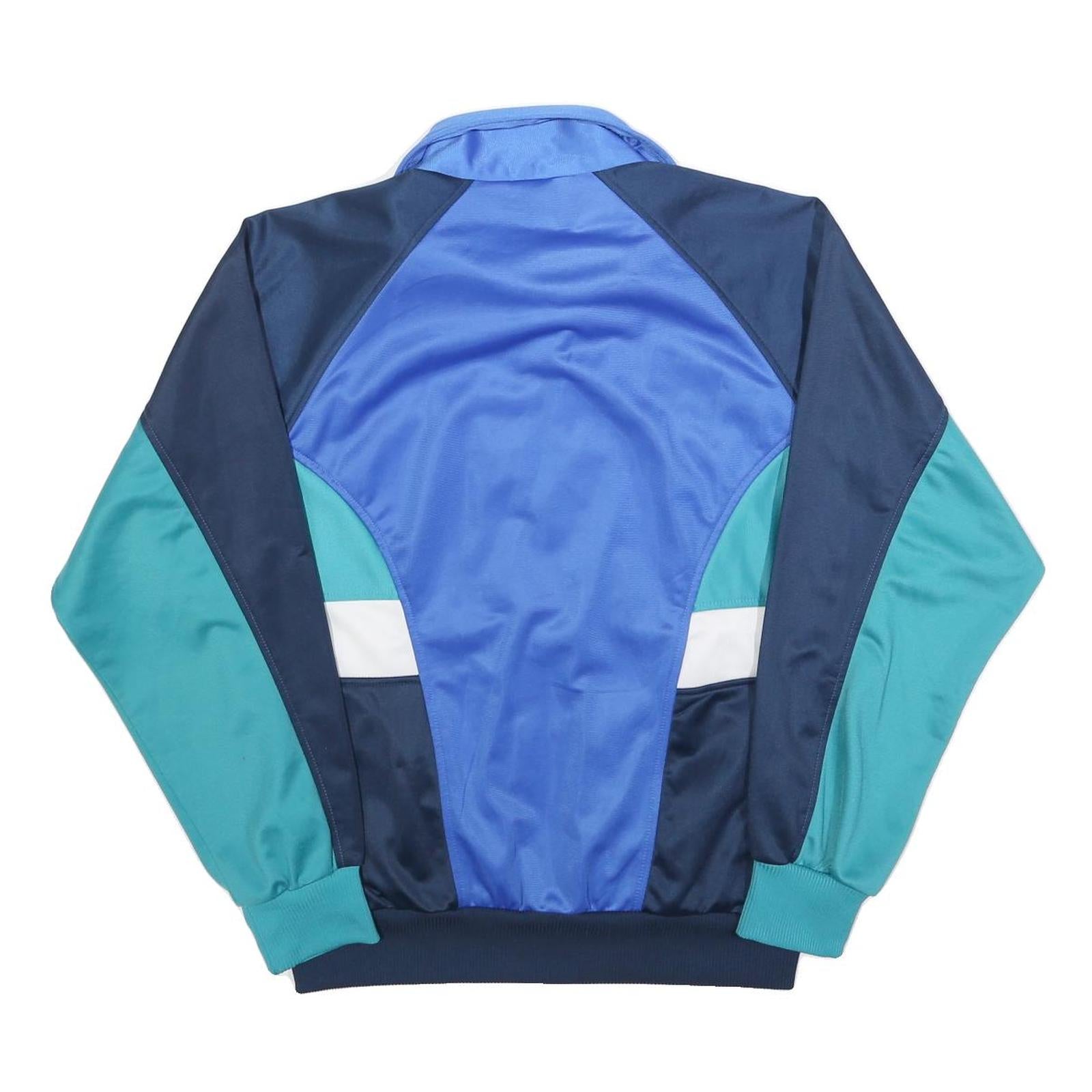 LEOPARD Mens Blue Navy & Teal Colourblock Zip Jacket L Polyester Blend