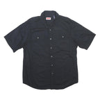 WRANGLER Mens Black Cotton Short Sleeve Shirt L Button Front Casual