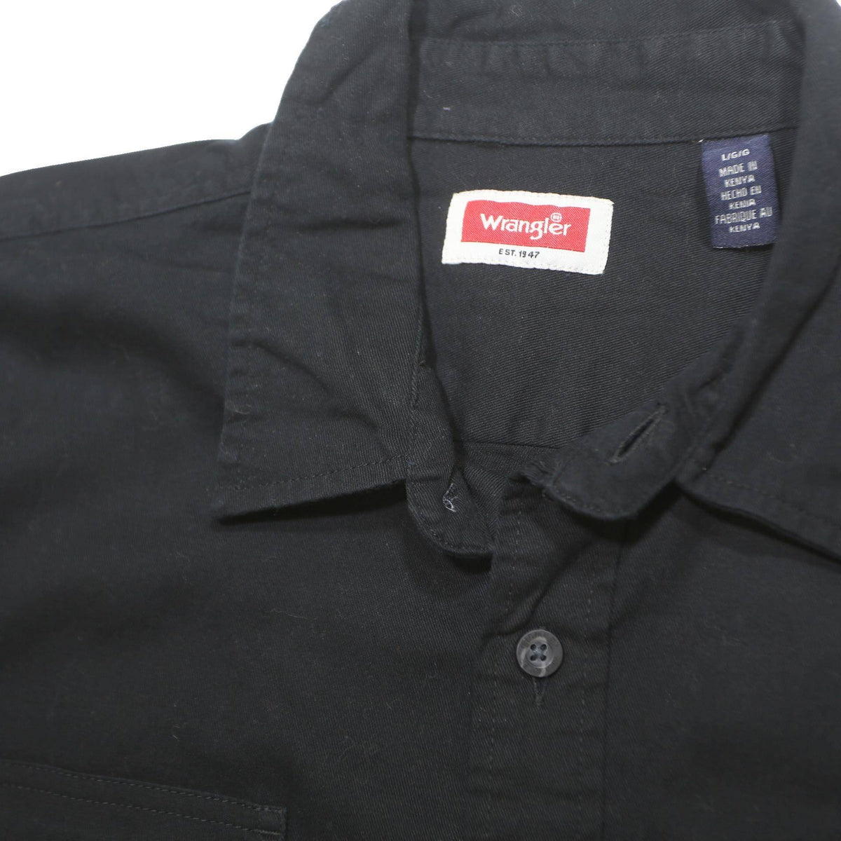WRANGLER Mens Black Cotton Short Sleeve Shirt L Button Front Casual