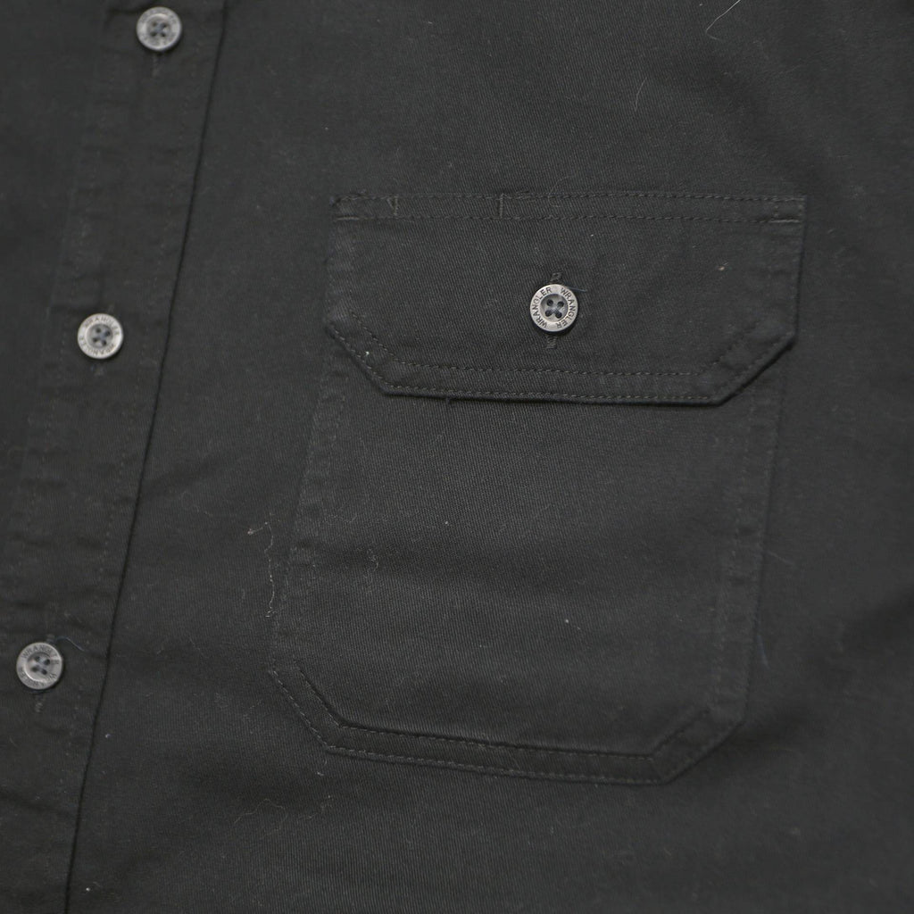 WRANGLER Mens Black Cotton Short Sleeve Shirt L Button Front Casual