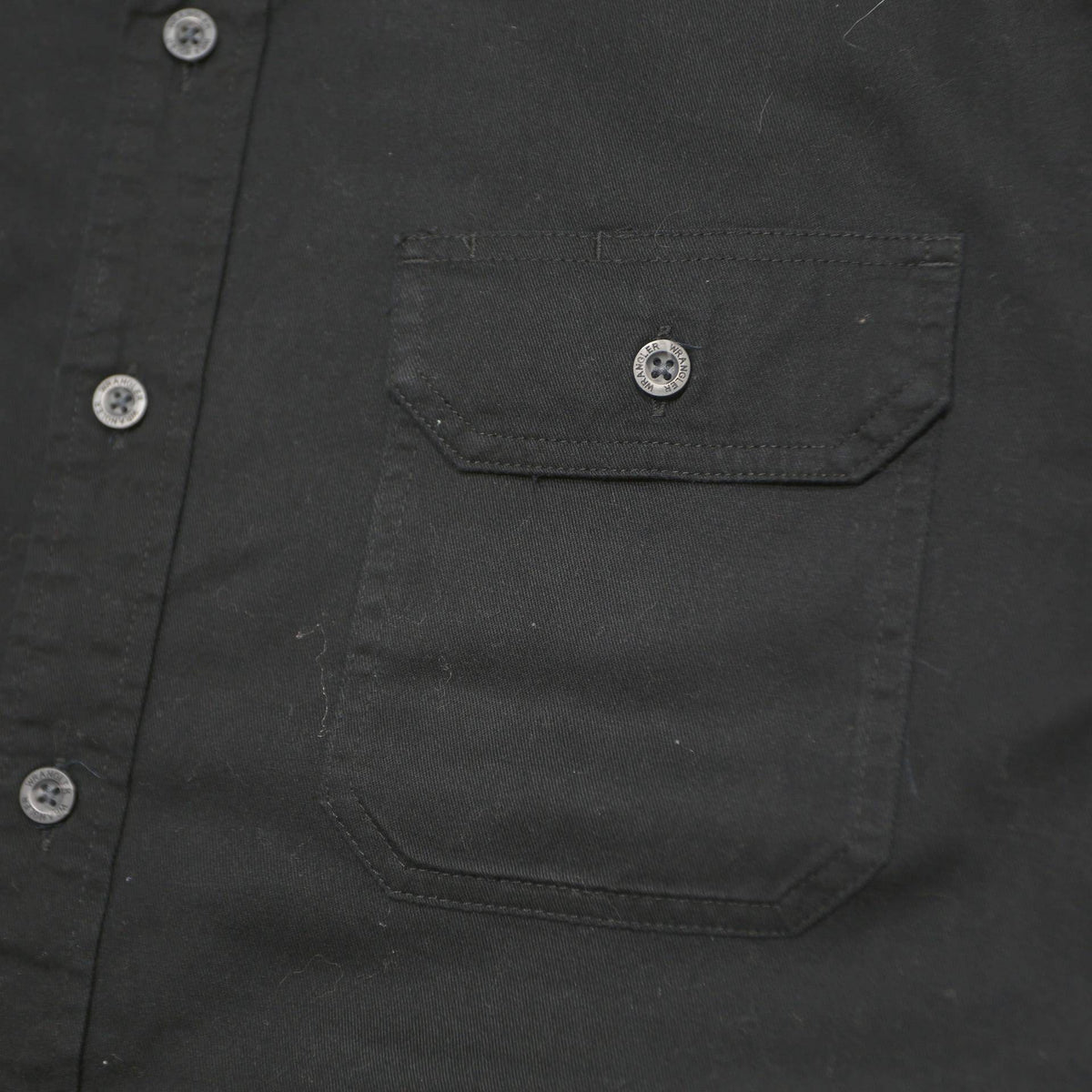 WRANGLER Mens Black Cotton Short Sleeve Shirt L Button Front Casual