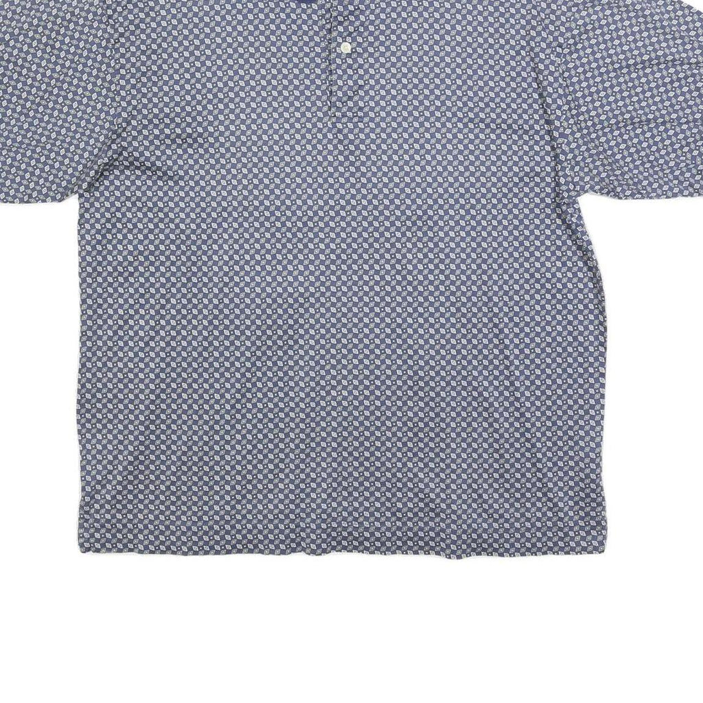 NAUTICA Mens Blue & White Printed Short Sleeve Polo Shirt L Cotton Blend Casual