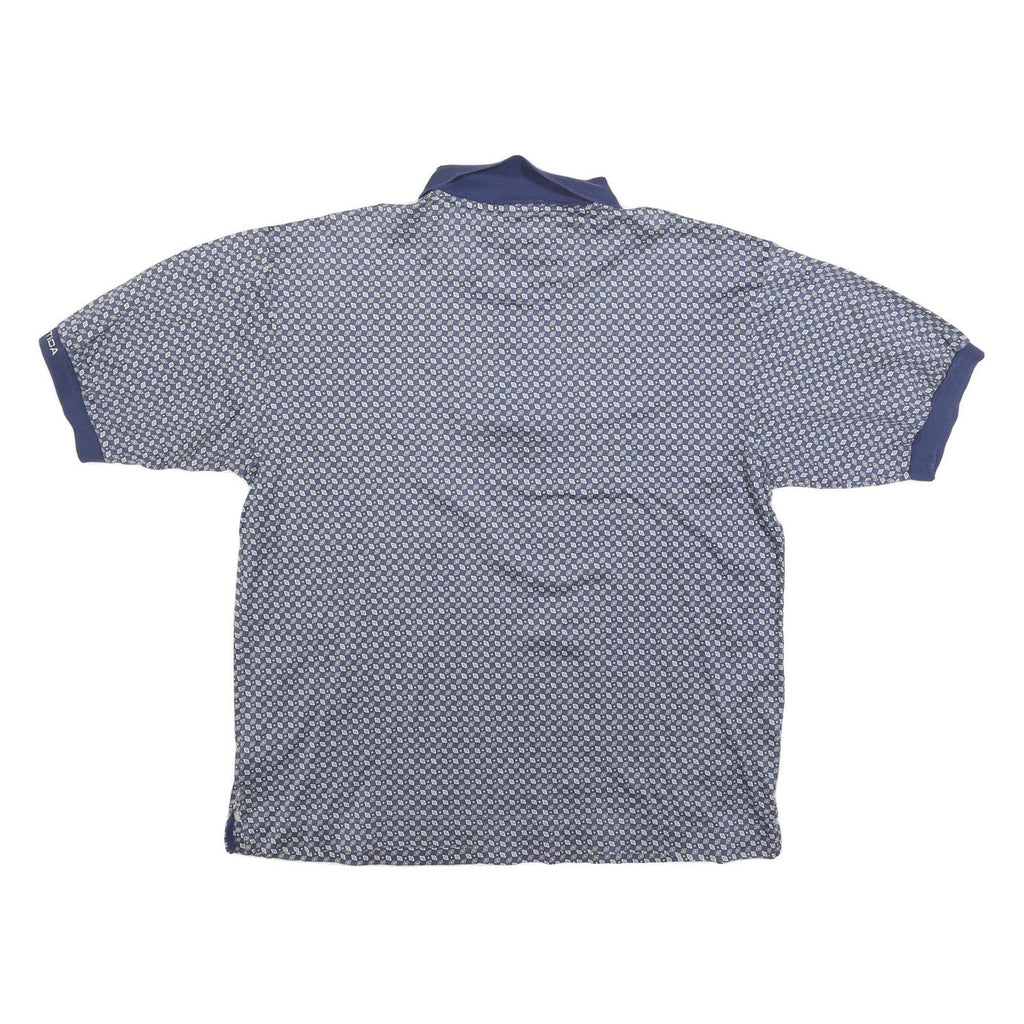 NAUTICA Mens Blue & White Printed Short Sleeve Polo Shirt L Cotton Blend Casual