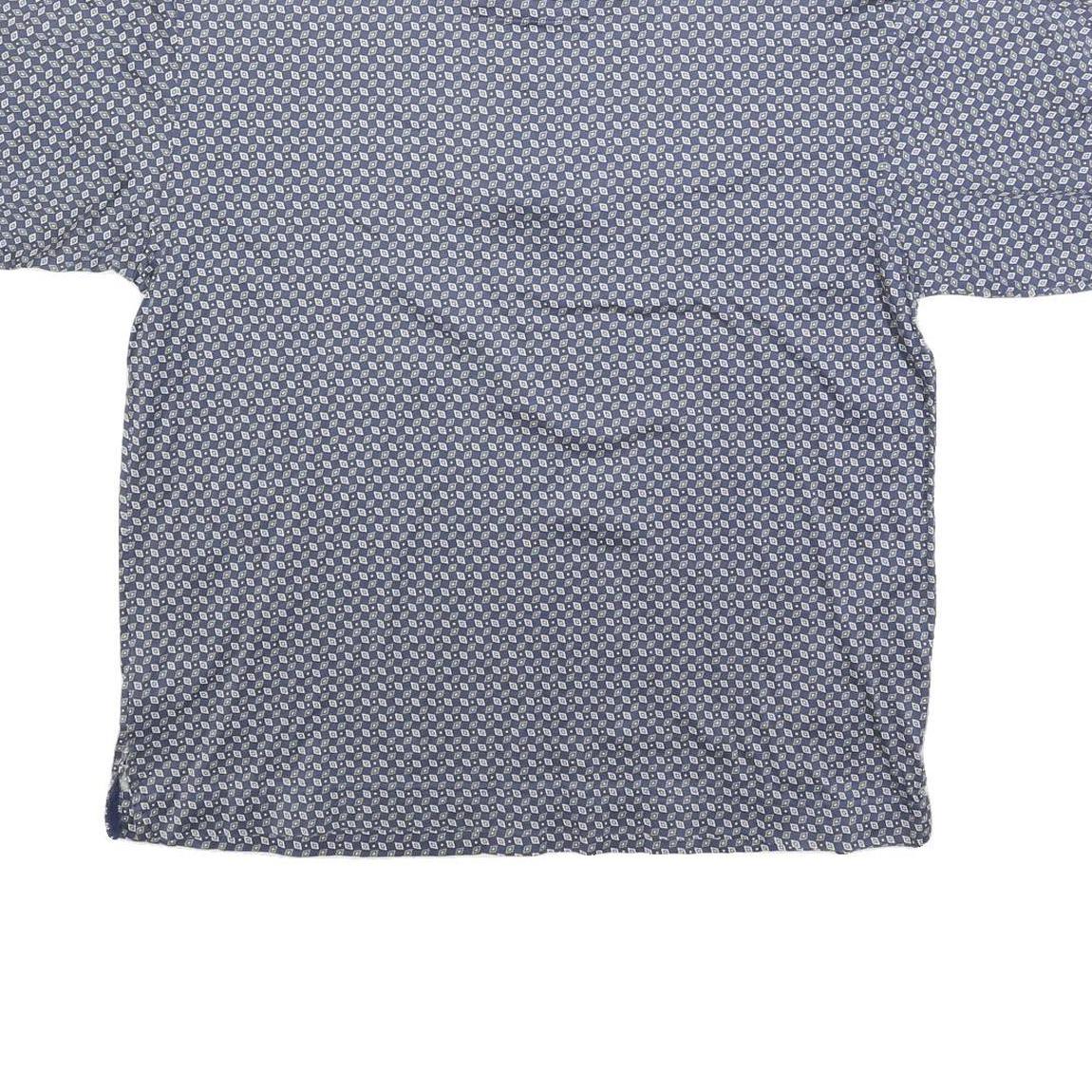 NAUTICA Mens Blue & White Printed Short Sleeve Polo Shirt L Cotton Blend Casual