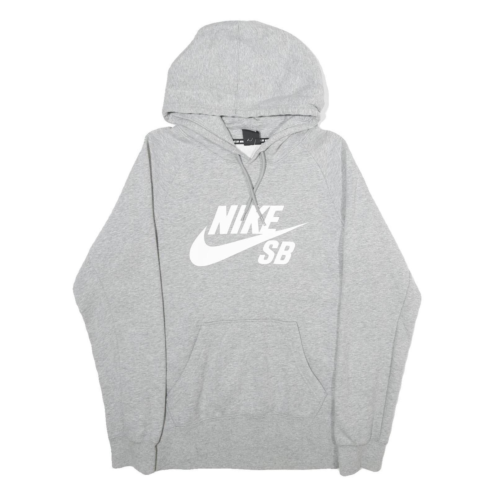 NIKE SB Mens Grey Pullover Hoodie S Cotton Blend Casual Skatewear