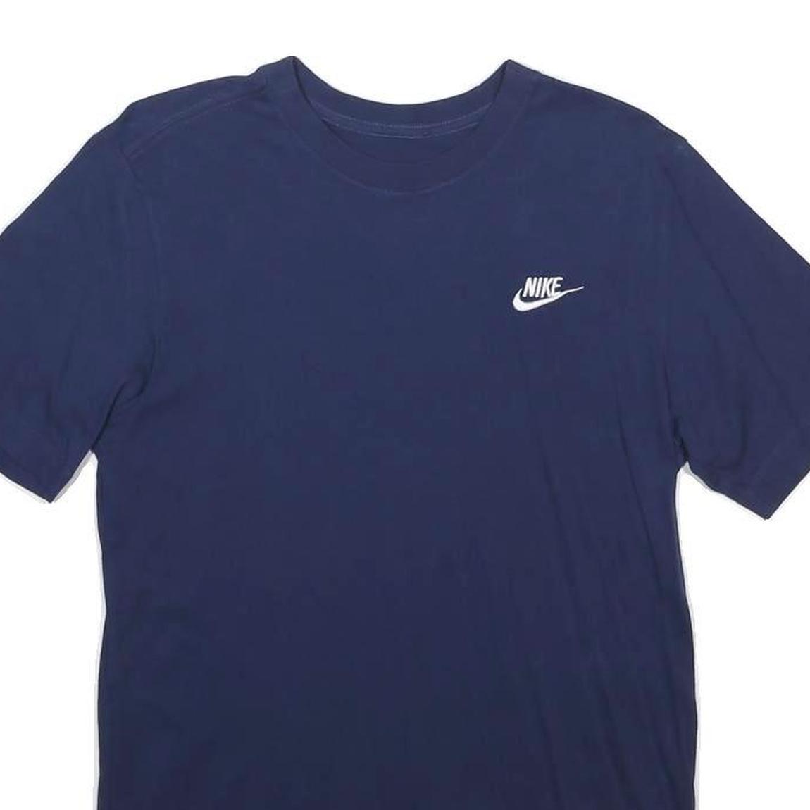 NIKE Mens Blue S Short Sleeve Crew Neck Classic Cotton Blend T-Shirt