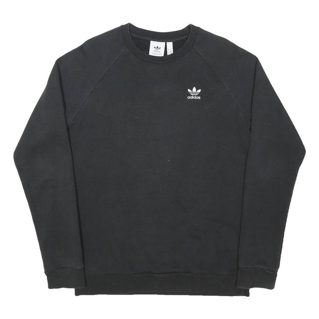 ADIDAS ORIGINALS Mens Black Sweatshirt Crew Neck S Logo Pullover Cotton Blend