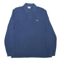 LACOSTE Mens Blue Long Sleeve Plain Polo Shirt L Cotton Blend Classic