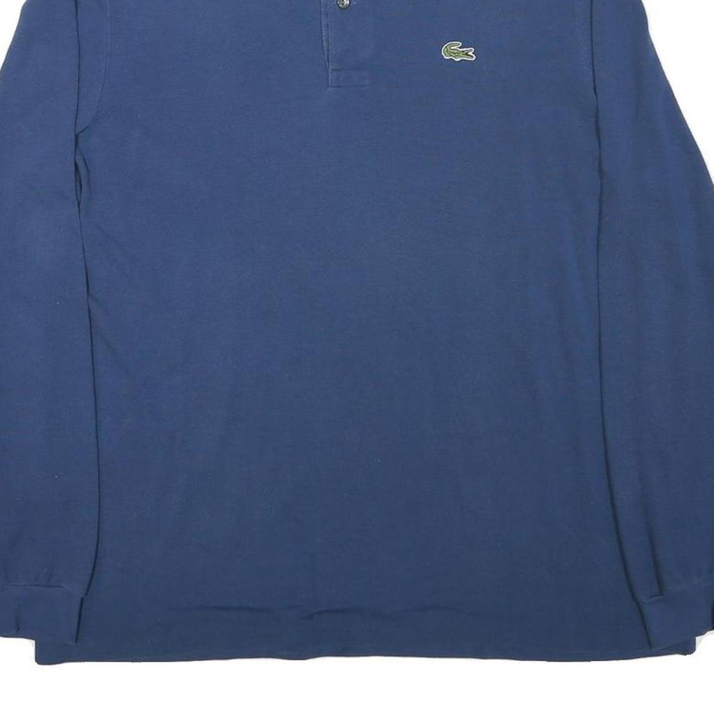 LACOSTE Mens Blue Long Sleeve Plain Polo Shirt L Cotton Blend Classic