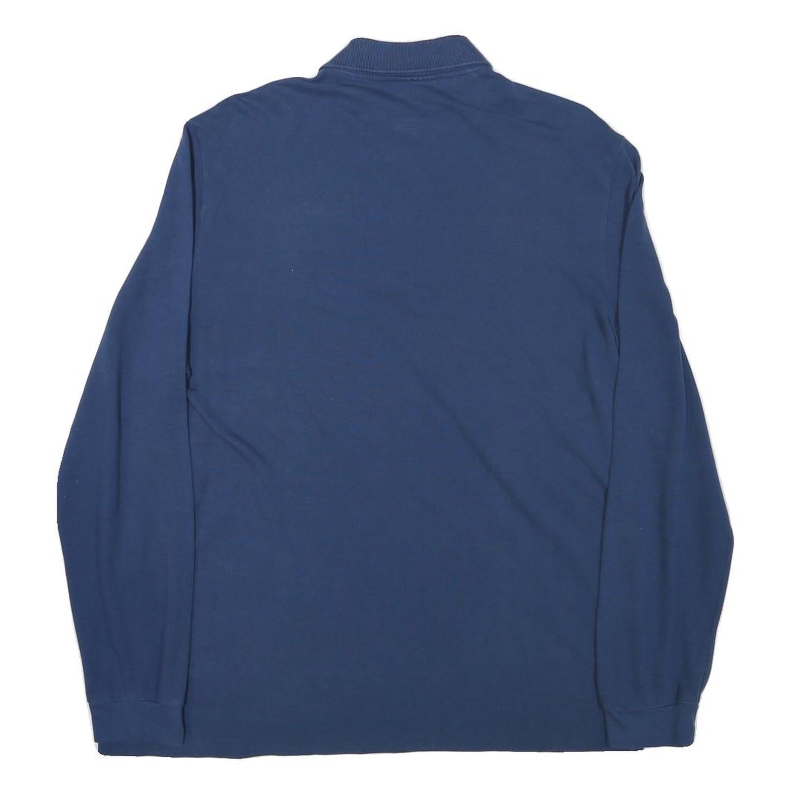 LACOSTE Mens Blue Long Sleeve Plain Polo Shirt L Cotton Blend Classic