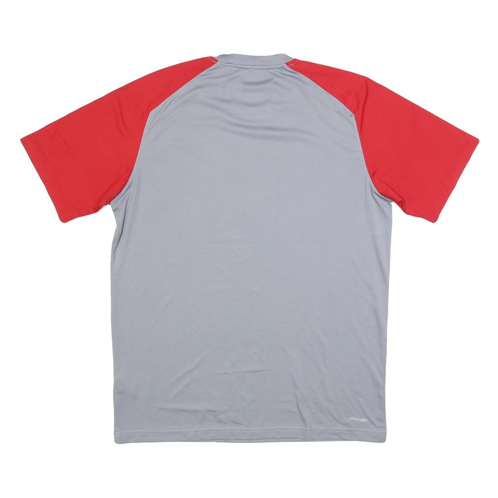 ADIDAS Mens Grey & Red Athletic T-Shirt L Short Sleeve Crew Neck Performance Gym