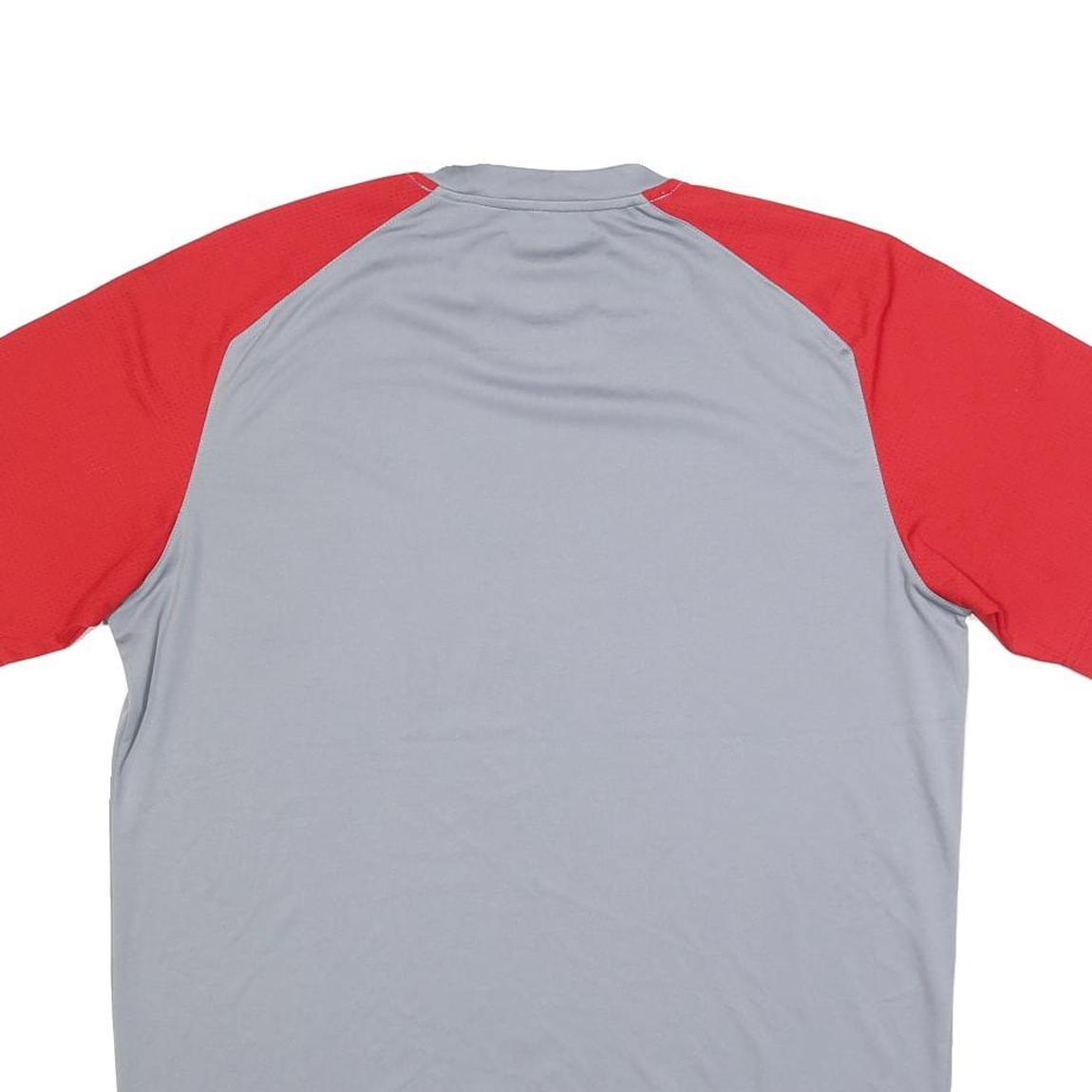 ADIDAS Mens Grey & Red Athletic T-Shirt L Short Sleeve Crew Neck Performance Gym