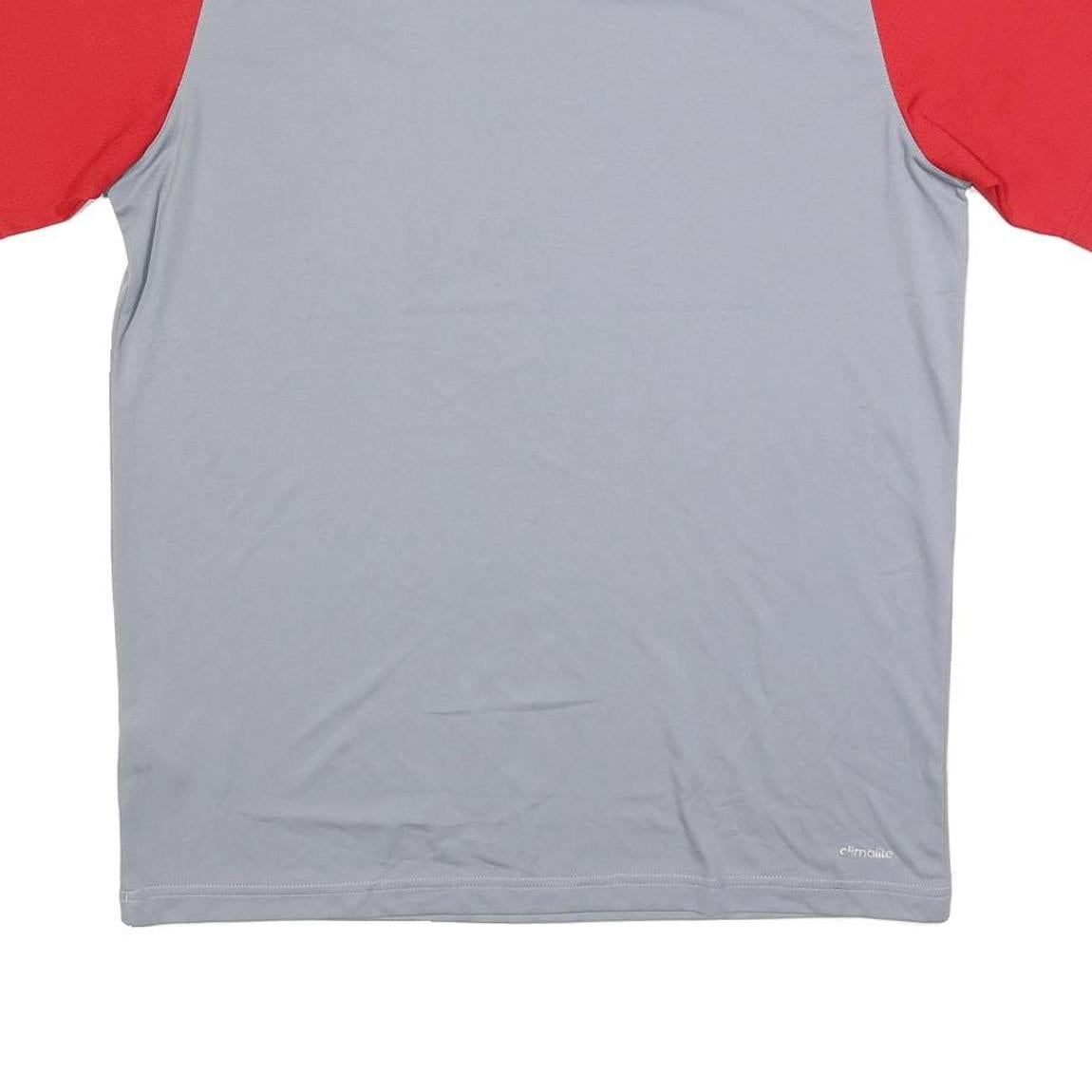 ADIDAS Mens Grey & Red Athletic T-Shirt L Short Sleeve Crew Neck Performance Gym