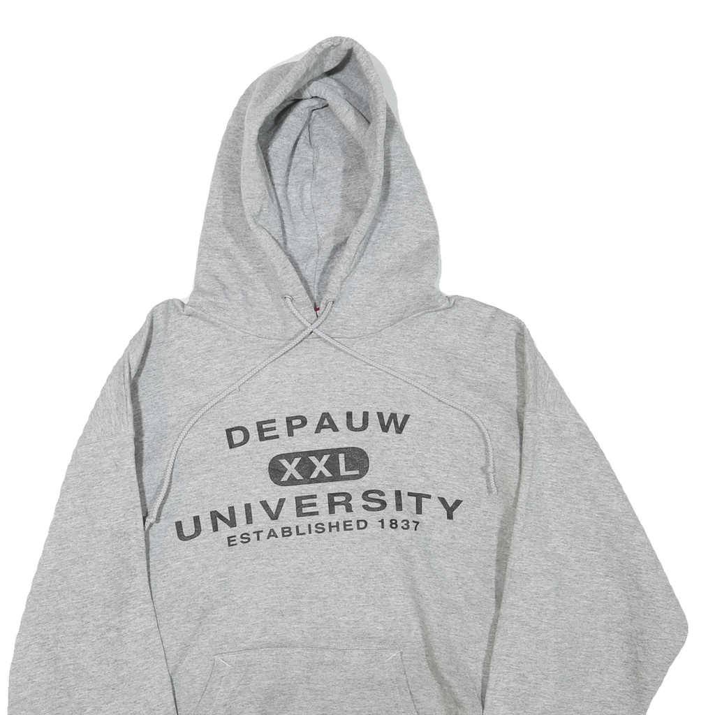 CHAMPION Mens Grey Depauw University Pullover Hoodie M Cotton Blend Comfort