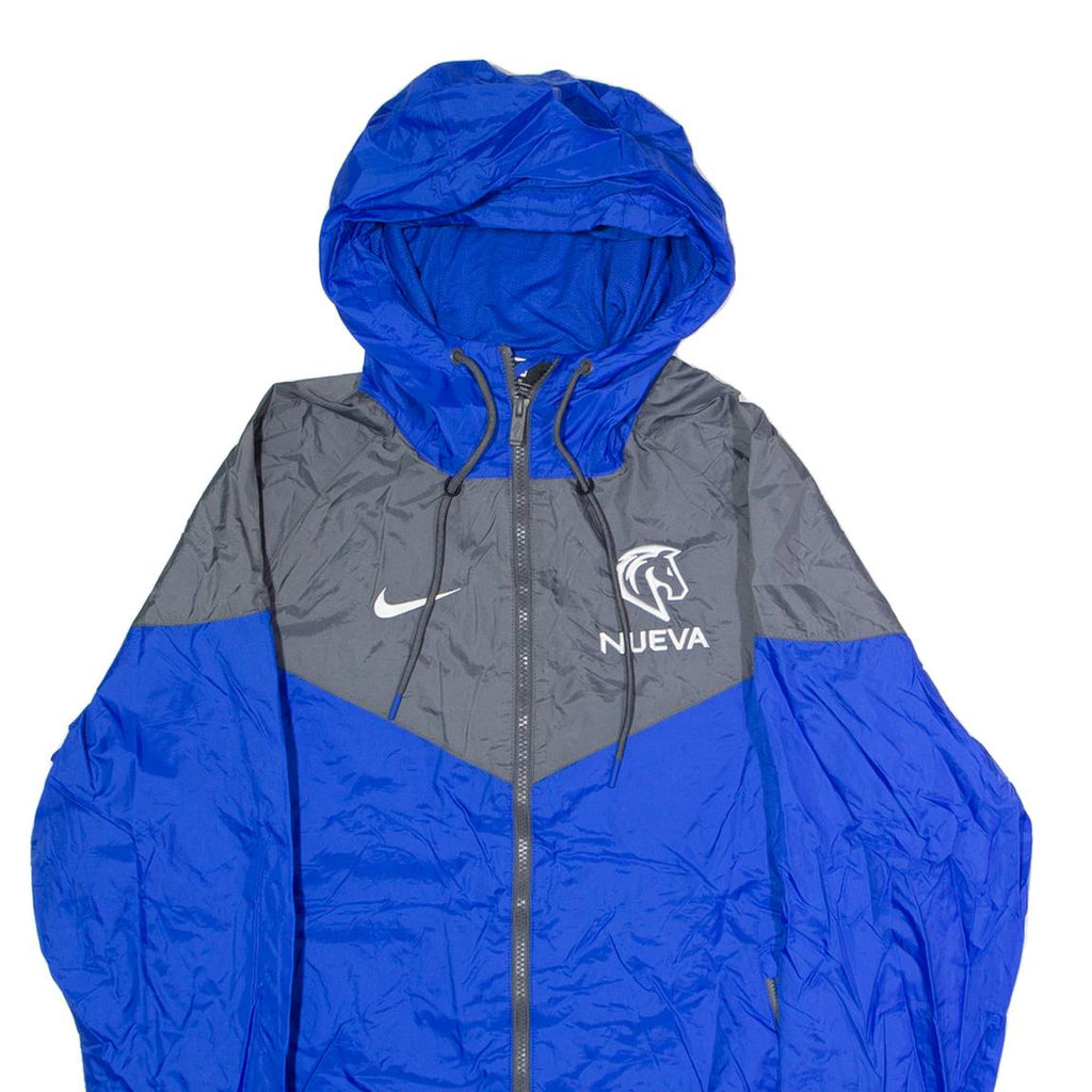 NIKE Nueva Mens Windbreaker Jacket Blue USA Hooded Colourblock M