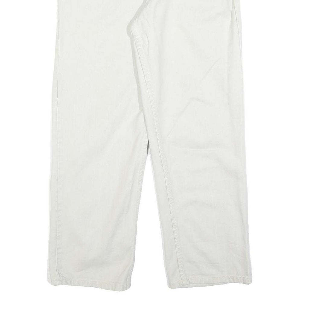 BULERZ Womens Jeans White Relaxed Straight Denim W28 L28 Checked Pocket Trim