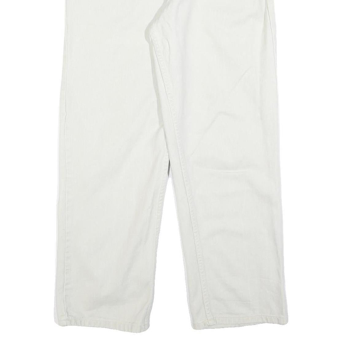 BULERZ Womens Jeans White Relaxed Straight Denim W28 L28 Checked Pocket Trim