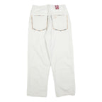 BULERZ Womens Jeans White Relaxed Straight Denim W28 L28 Checked Pocket Trim