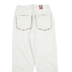 BULERZ Womens Jeans White Relaxed Straight Denim W28 L28 Checked Pocket Trim