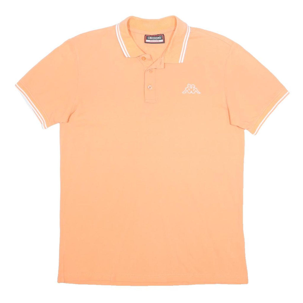 KAPPA Mens Orange Short Sleeve Plain Polo Shirt M Cotton Casual Sportswear