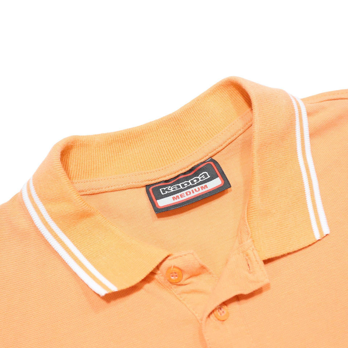 KAPPA Mens Orange Short Sleeve Plain Polo Shirt M Cotton Casual Sportswear