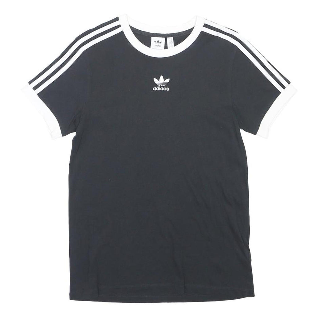 ADIDAS ORIGINALS Womens Black & White Classic T-Shirt UK 6 Short Sleeve Crew
