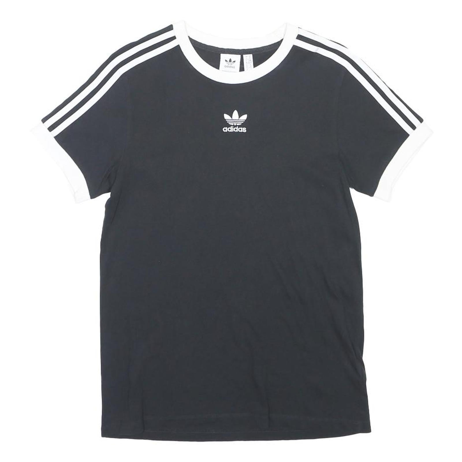 ADIDAS ORIGINALS Womens Black & White Classic T-Shirt UK 6 Short Sleeve Crew