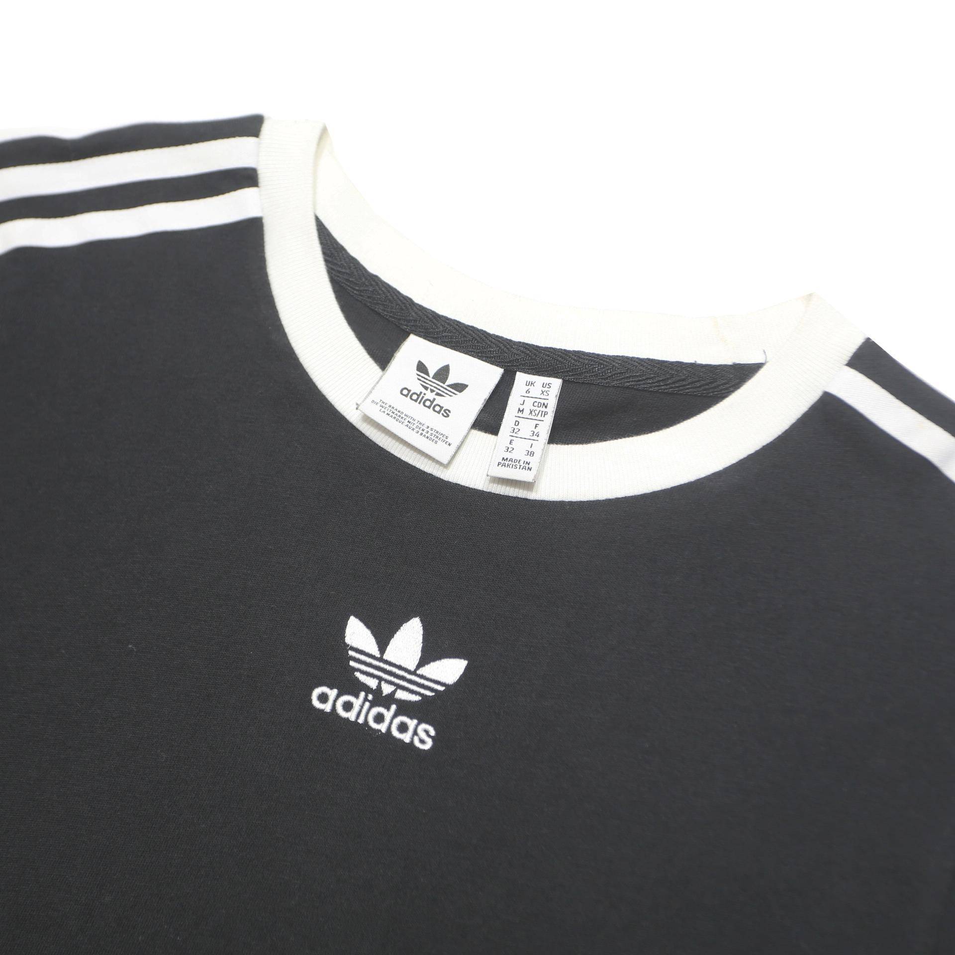 ADIDAS ORIGINALS Womens Black & White Classic T-Shirt UK 6 Short Sleeve Crew