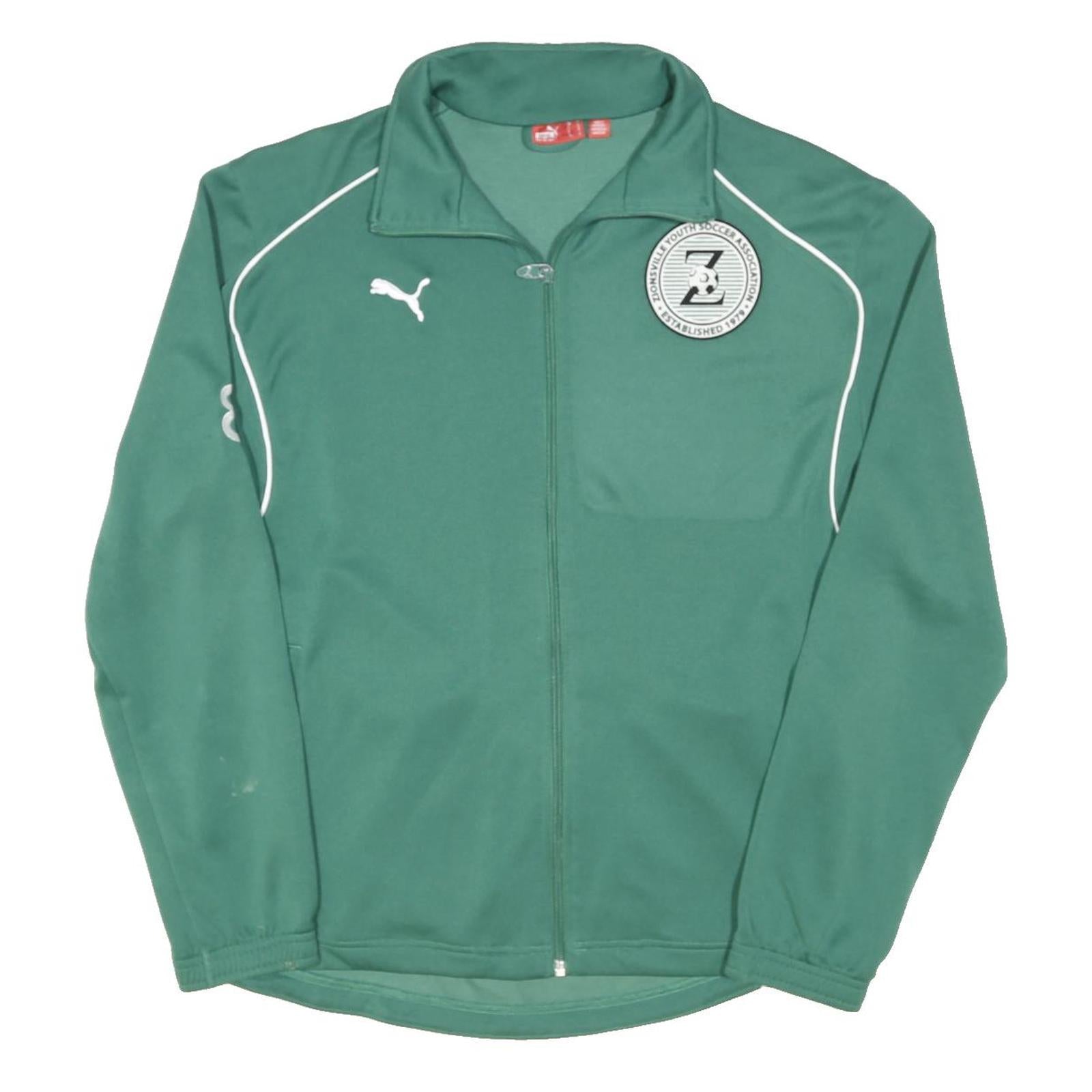 PUMA Mens Green S Soccer Football Track Jacket Polyester Blend Zip Sportswear