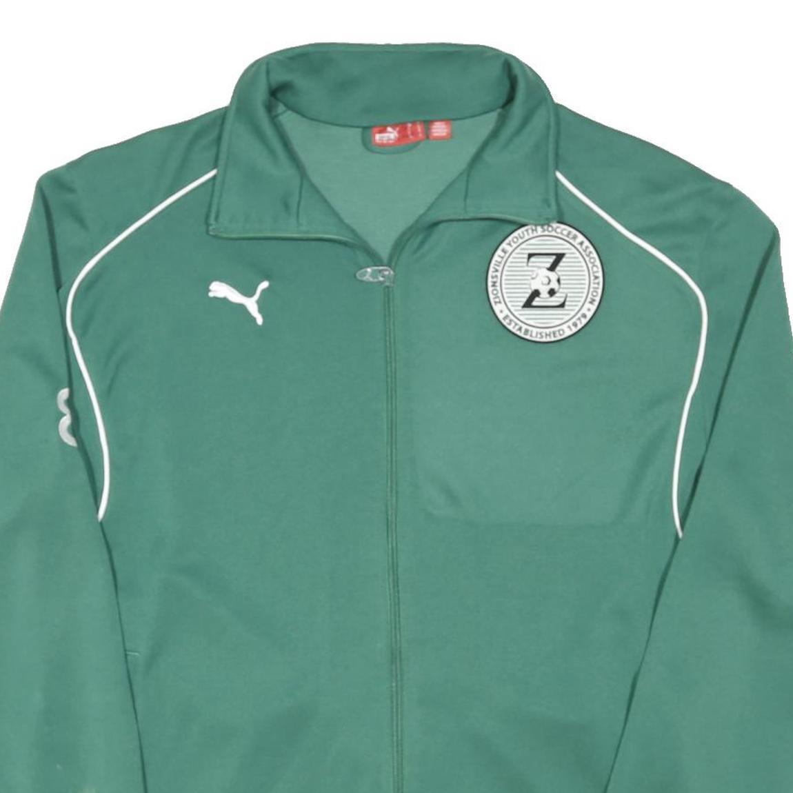 PUMA Mens Green S Soccer Football Track Jacket Polyester Blend Zip Sportswear