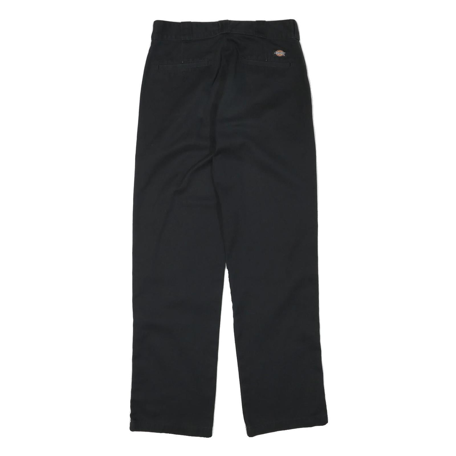 DICKIES Mens Cotton Blend Black Regular Regular Fit Trousers W30 L32 Workwear