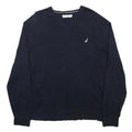 NAUTICA Mens Navy Plain V-Neck Basic Knit 2XL Cotton Casual Jumper