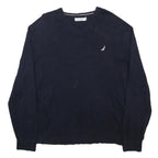 NAUTICA Mens Navy Plain V-Neck Basic Knit 2XL Cotton Casual Jumper