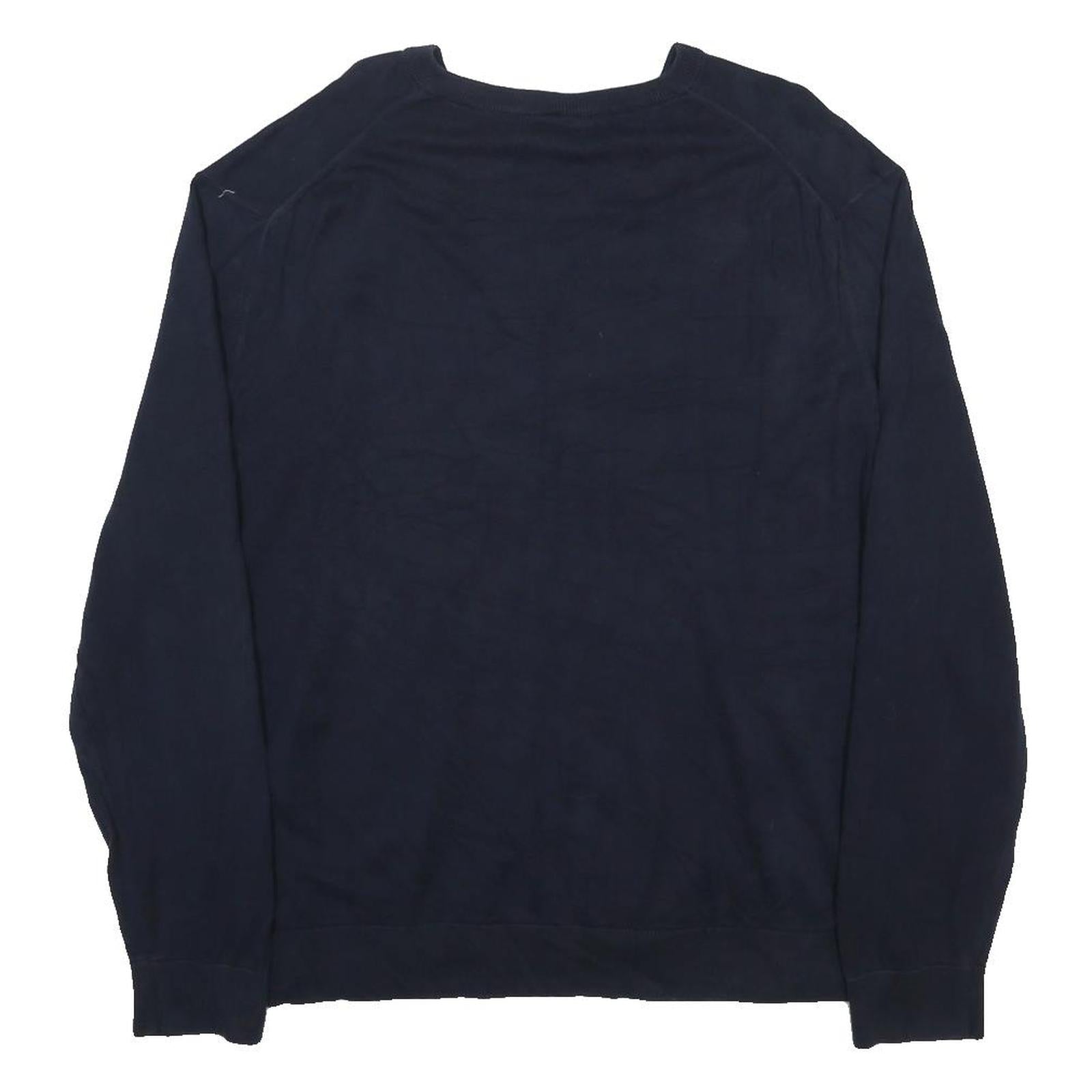 NAUTICA Mens Navy Plain V-Neck Basic Knit 2XL Cotton Casual Jumper