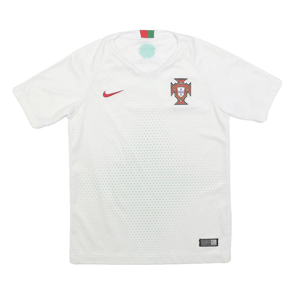NIKE Boys White Football T-Shirt M Short Sleeve V-Neck Portugal Crest