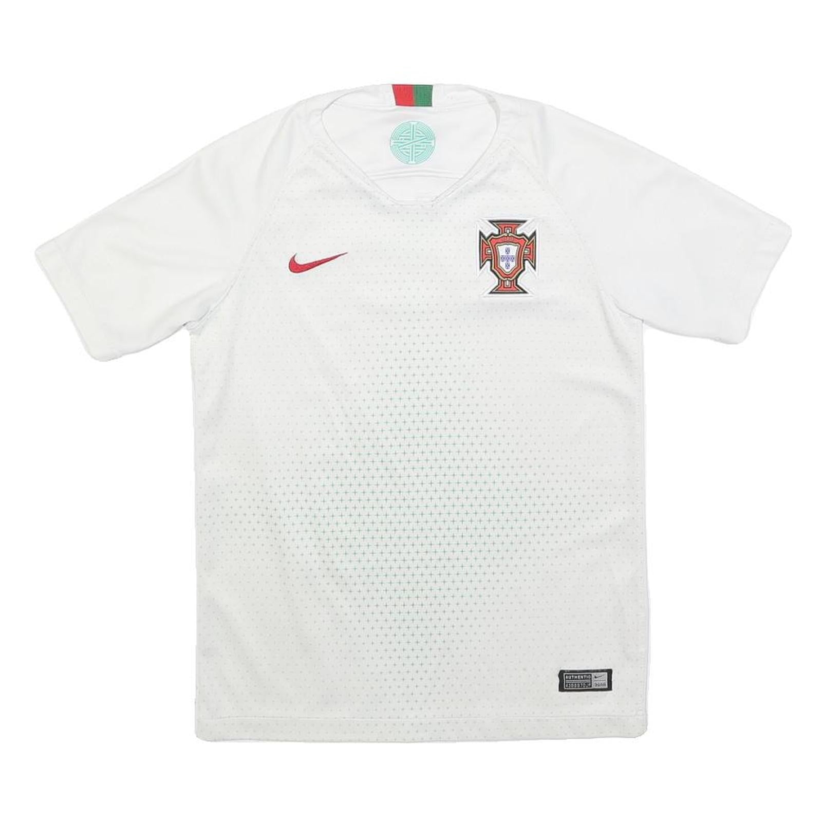 NIKE Boys White Football T-Shirt M Short Sleeve V-Neck Portugal Crest