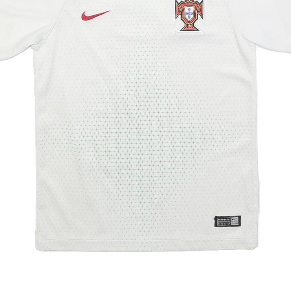 NIKE Boys White Football T-Shirt M Short Sleeve V-Neck Portugal Crest
