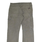 DICKIES Mens Jeans Grey Regular Straight Denim W38 L32 Workwear Zip Closure