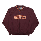 NIKE Mens Maroon Virginia Tech Jacket M Polyester Plain V Neck Long Sleeve