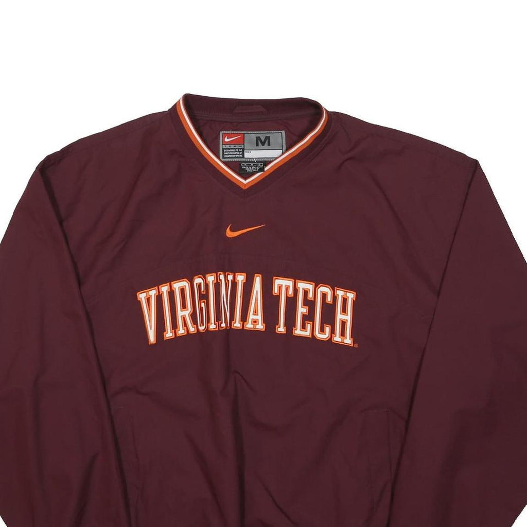 NIKE Mens Maroon Virginia Tech Jacket M Polyester Plain V Neck Long Sleeve