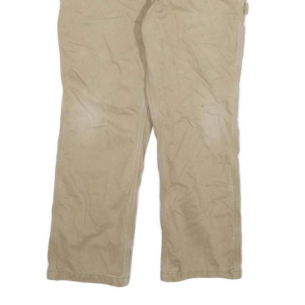 CARHARTT Mens Beige Relaxed Straight Trousers W36 L30 Durable Cotton Blend
