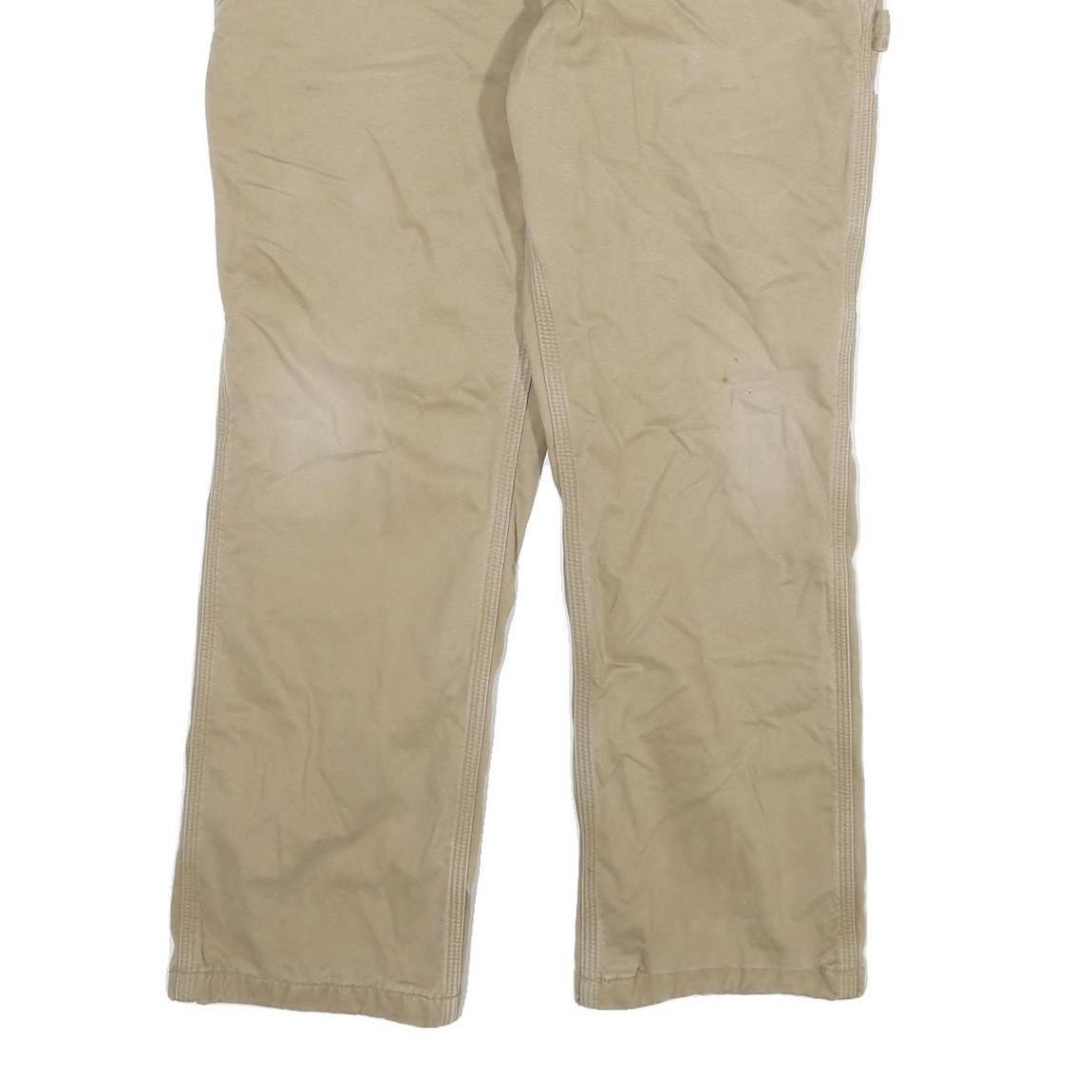 CARHARTT Mens Beige Relaxed Straight Trousers W36 L30 Durable Cotton Blend
