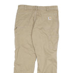CARHARTT Mens Beige Relaxed Straight Trousers W36 L30 Durable Cotton Blend