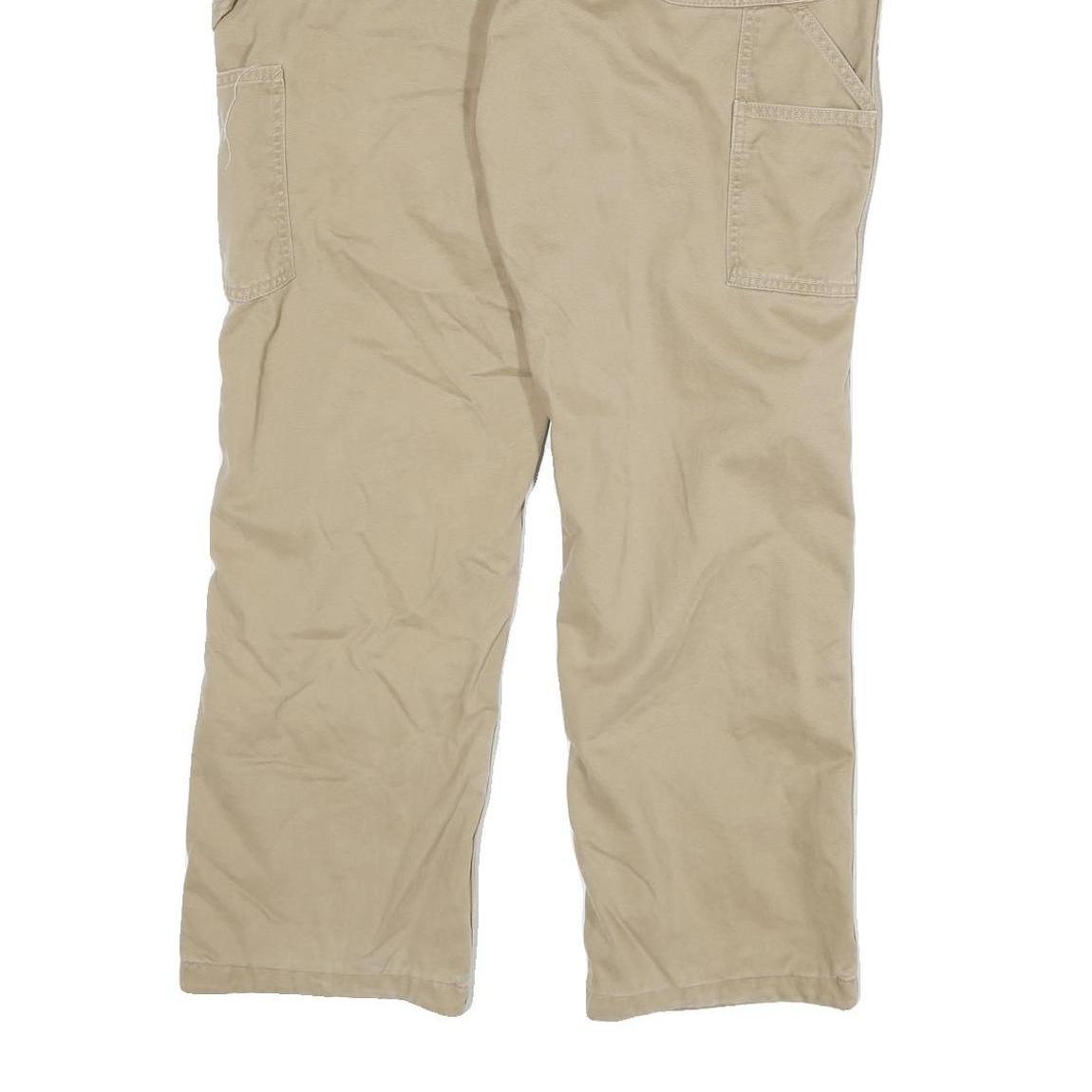 CARHARTT Mens Beige Relaxed Straight Trousers W36 L30 Durable Cotton Blend