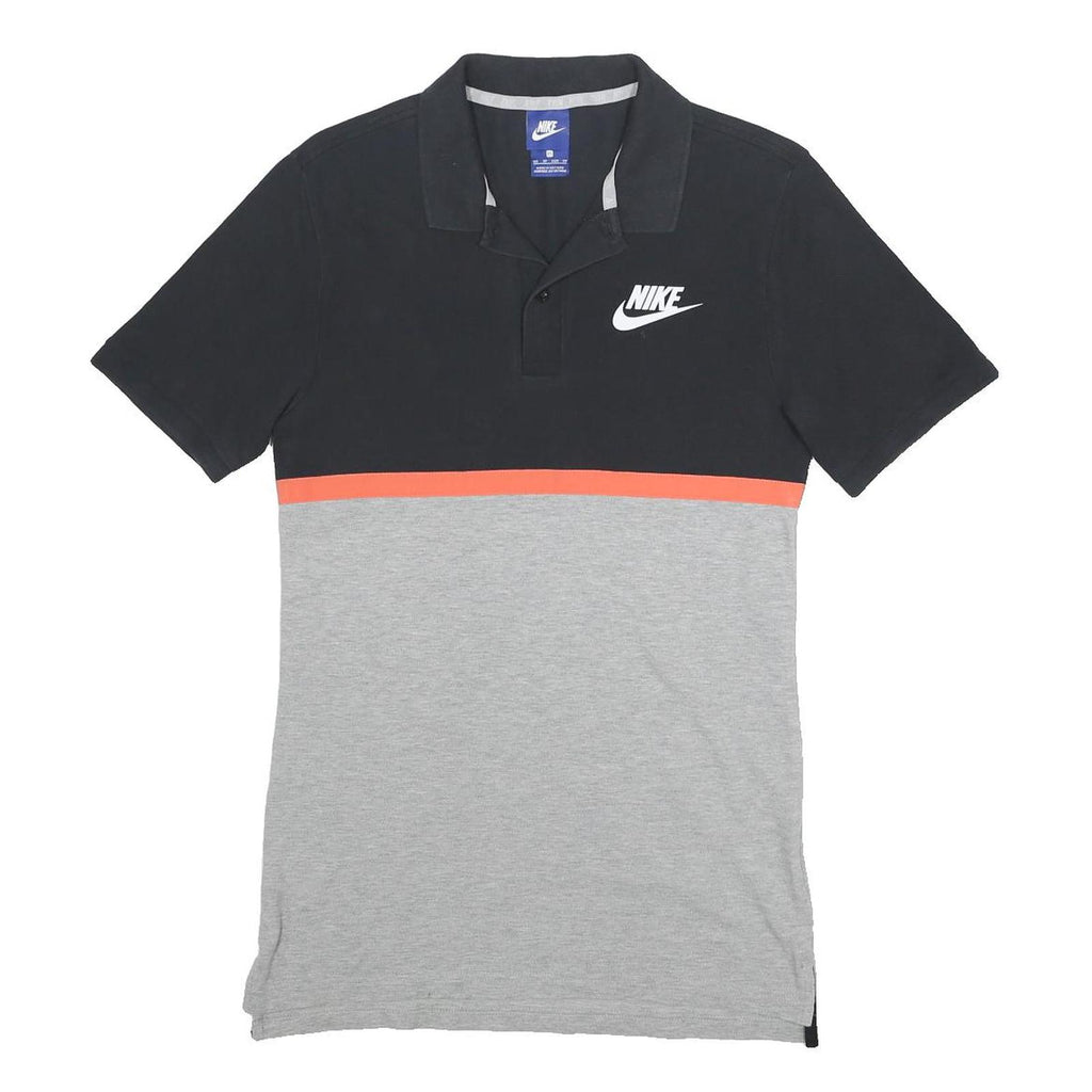 NIKE Mens Black & Grey Short Sleeve Colourblock Polo Shirt XS Cotton Blend