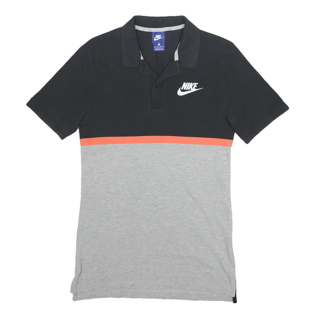 NIKE Mens Black & Grey Short Sleeve Colourblock Polo Shirt XS Cotton Blend