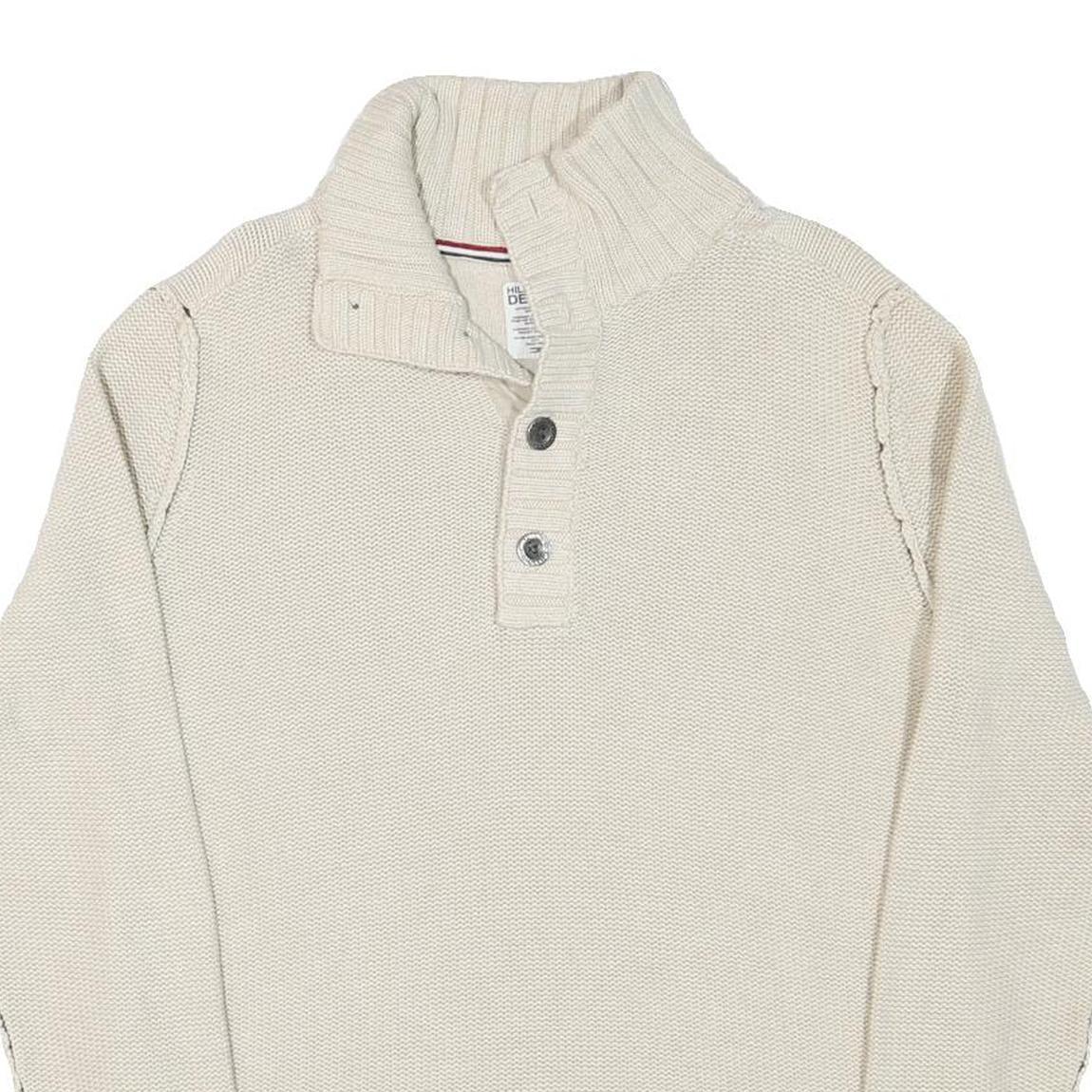 TOMMY HILFIGER Mens Cream Cotton Blend Patterned Pullover Chunky Knit XL