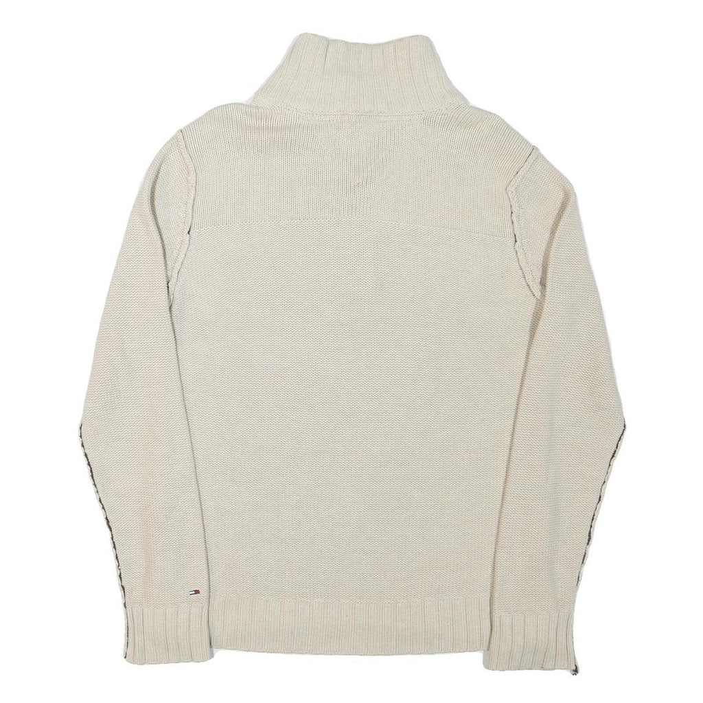 TOMMY HILFIGER Mens Cream Cotton Blend Patterned Pullover Chunky Knit XL